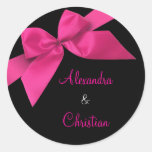 Pink Ribbon Wedding Invitation Announcement RSVP Stickers