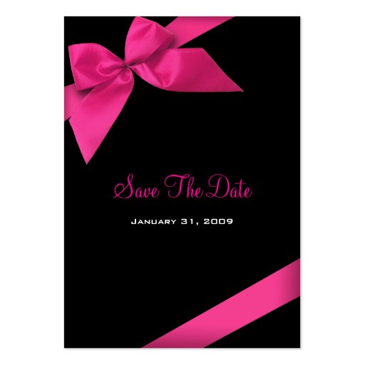 Pink Ribbon Wedding Save The Date MiniCard Business Card (front side)