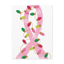Pink Ribbon With Christmas Lights Breast Cancer Postcards
