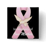 Pink Ribbon with Dove ~ Customizable Button