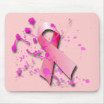 PINK RIBBON WITH PAINT SPLATTER MOUSE PAD