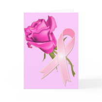 Pink Ribbon with Rose *Breast Cancer Awareness * Card