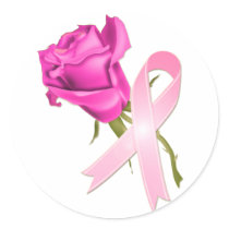 Pink Ribbon with Rose *Breast Cancer Awareness * Sticker
