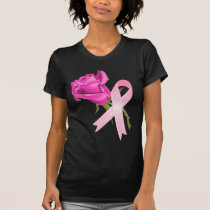 Pink Ribbon with Rose *Breast Cancer Awareness * t-shirts
