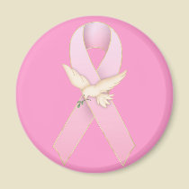 Pink Ribbon with White Dove Magnet by mrssocolov Pink Ribbon with White Dove Magnet