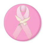 Pink Ribbon with White Dove Magnet magnets