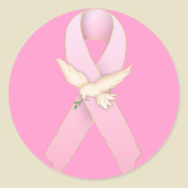 Pink Ribbon with White Dove Stickers by mrssocolov Pink Ribbon with White Dove Stickers