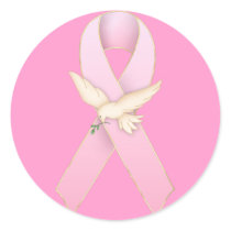 Pink Ribbon with White Dove Stickers by mrssocolov Pink Ribbon with White Dove Stickers