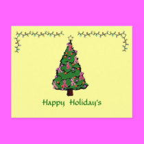 Pink Ribbon Xmas Postcard postcards