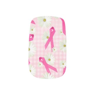 Pink Ribbons and Daisies Fingernail Decal