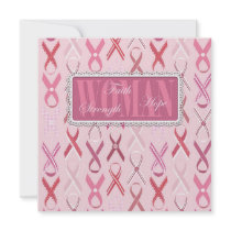 Pink Ribbons Invitation Square by holidayparade Pink Ribbons Invitation Square