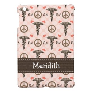 Personalized Pink RN Nurse Caduceus iPad Mini Covers