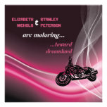 Pink road biker wedding invitation invitations