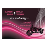 Pink road biker wedding invitation invitations