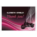Pink road biker wedding Thank You note card cards