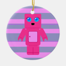 Pink Robot Christmas Tree Ornament