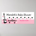 Pink Rock Star Guitar Custom Baby Shower Banner Print