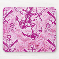 Pink Rockabilly Nautical anchor pattern. mousepads