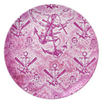 Pink Rockabilly Nautical anchor pattern. plates