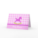 Pink Rocking Horse Baby Shower Invitation Cards