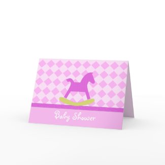 Pink Rocking Horse Baby Shower Invitation card