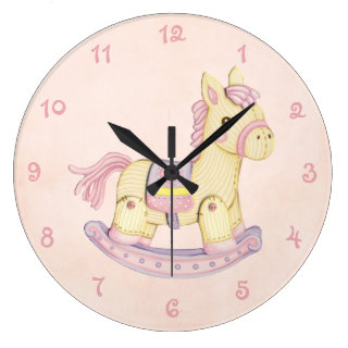 Pink Rocking Horse Wall Clock