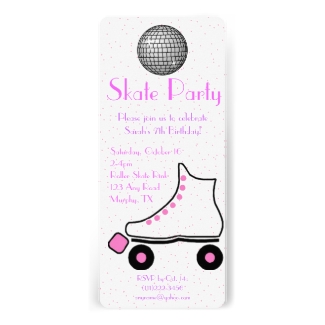 Pink Roller Skate Birthday Invitation