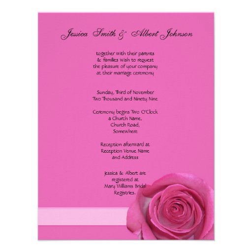 Pink Romantic Roses Wedding Invitation