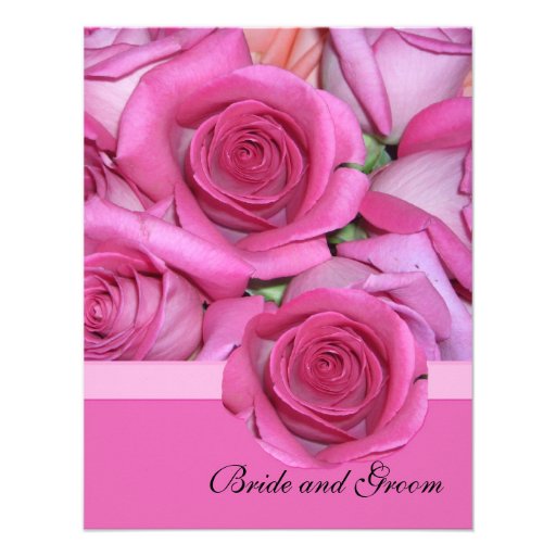 Pink Romantic Roses Wedding Invitation