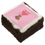 Pink romantic teddy bear happy birthday square brownie