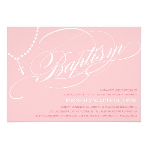 PINK ROSARY BEADS | BAPTISM INVITATION