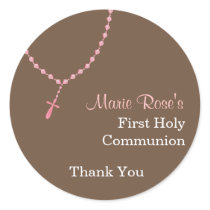 Pink Rosary Round Sticker stickers