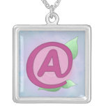 Pink Rose "A" Pendant Necklace necklaces