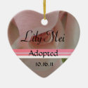 Pink Rose Adoption Announcement Ornament