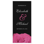Pink Rose and Black Wedding Program Rack Card