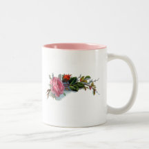 Pink Rose and Bud Victorian Coffee Mug