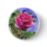 Pink Rose and Butterflies Pink Rose and Butterflies