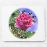 Pink Rose and Butterflies Pink Rose and Butterflies