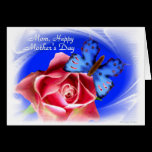 Pink Rose and Butterfly Happy Mothers Day cards