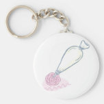 Pink Rose and Pastry Bag Keychain