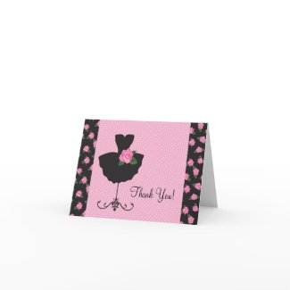 Pink Rose Ballerina Thank You Cards card