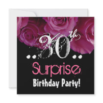 Pink Rose Bouquet 30th Surprise Birthday Template