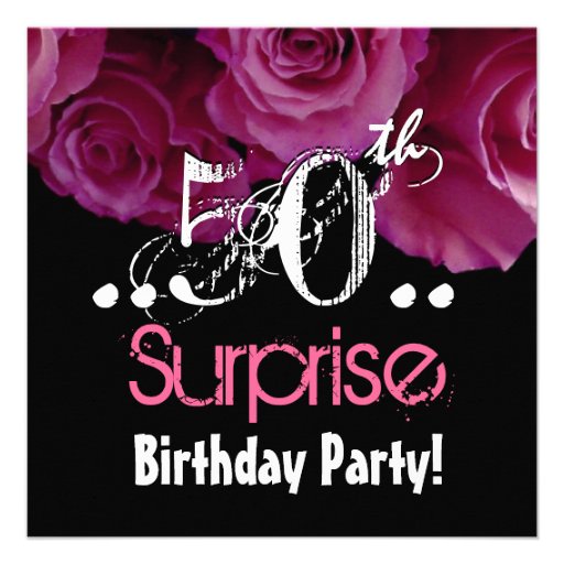 Pink Rose Bouquet 50th Surprise Birthday Template Custom Announcement