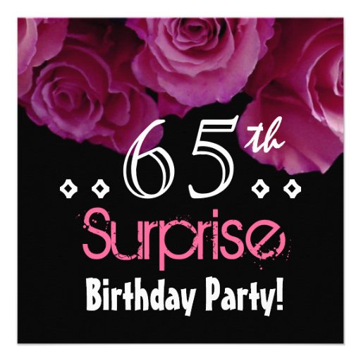 Pink Rose Bouquet 65th Surprise Birthday S001 Personalized Invitation