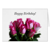 pink rose bouquet greeting card