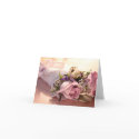 pink rose bouquet with ribbon notecard