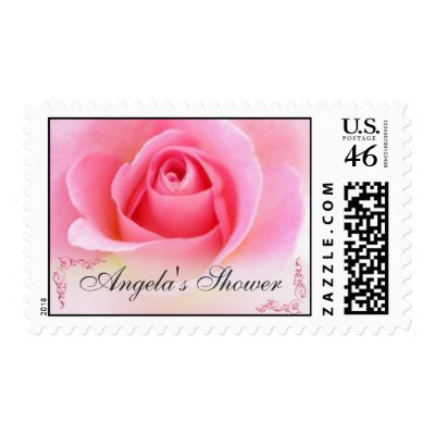 Pink Rose Bud Shower Postage Stamp