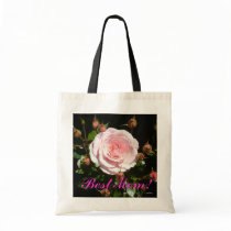 Pink Rose Buds "Best m" Canvas Bags