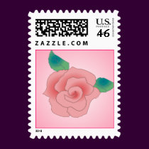 PINK ROSE by SHARON SHARPE postage