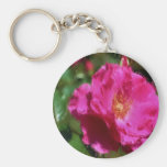 Pink Rose Chalk Drawing Flower Keychain